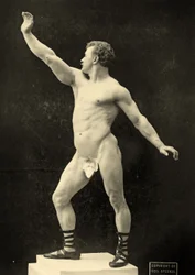 Eugen Sandow, in klassischer antiker griechisch-römischer Pose, ca. 1894